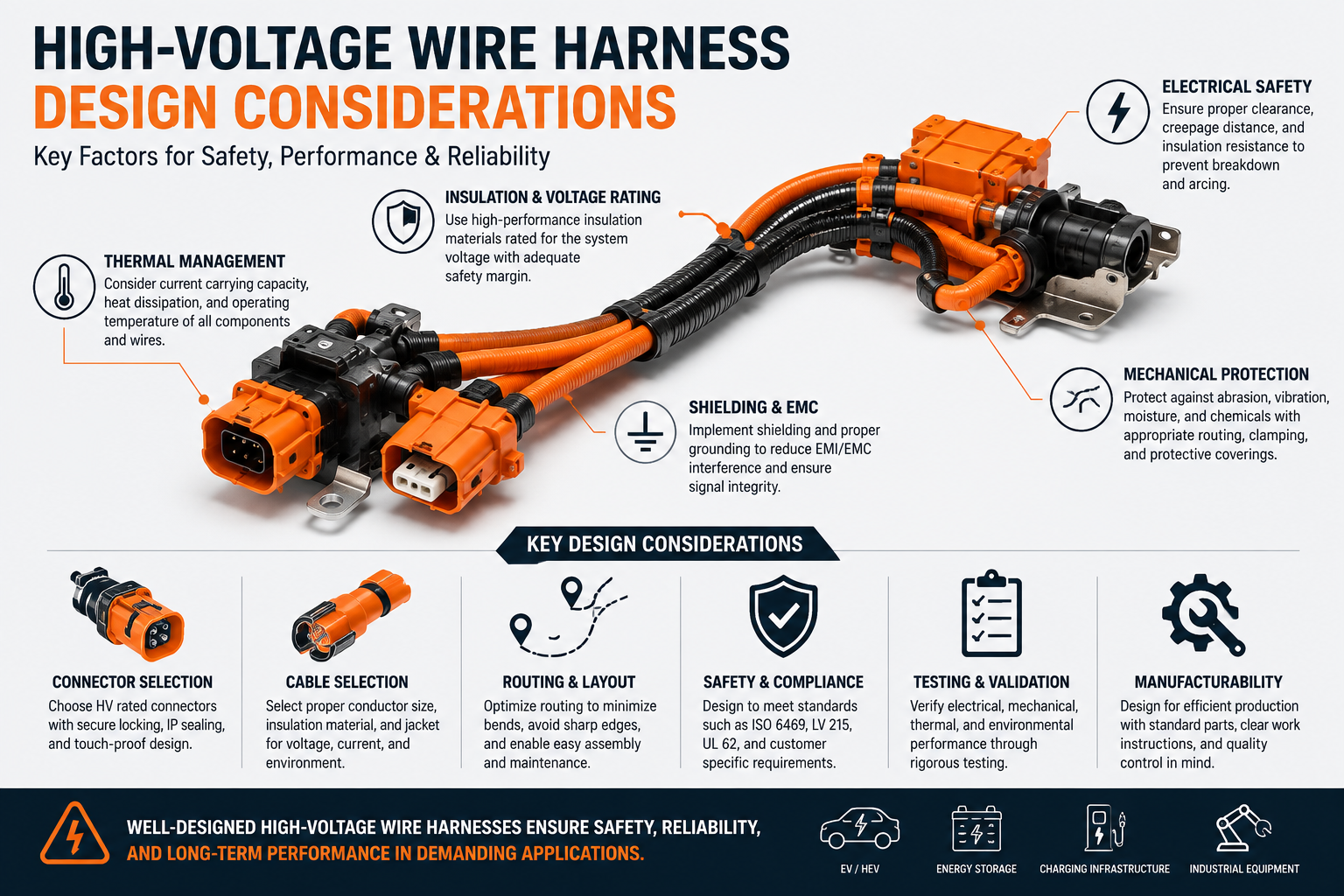 Mga Pagsasaalang-alang sa Disenyo ng High-Voltage Wire Harness: Isang Kumpletong Gabay para sa Maaasahan at Ligtas na Mga Sistema ng Elektrisidad